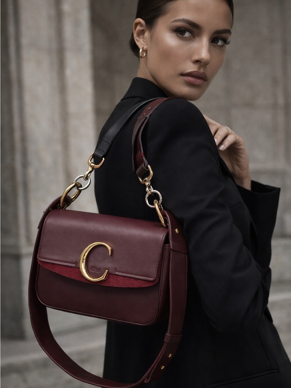 Luxe Burgundy “C Bag” Crossbody / Shoulder Bag ✨
